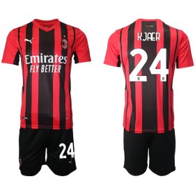 Koszulka AC Milan Simon Kjaer 24 Dziecięcy Domowe Stroje Piłkarskie 2021/22 Krótki Rękaw